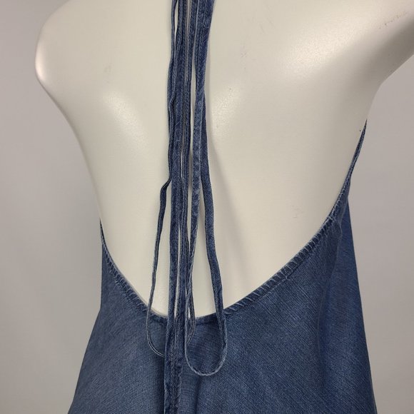 Love Stitch Dark Blue Chambray Halter Dress Size S/M NWT - Picture 9 of 11
